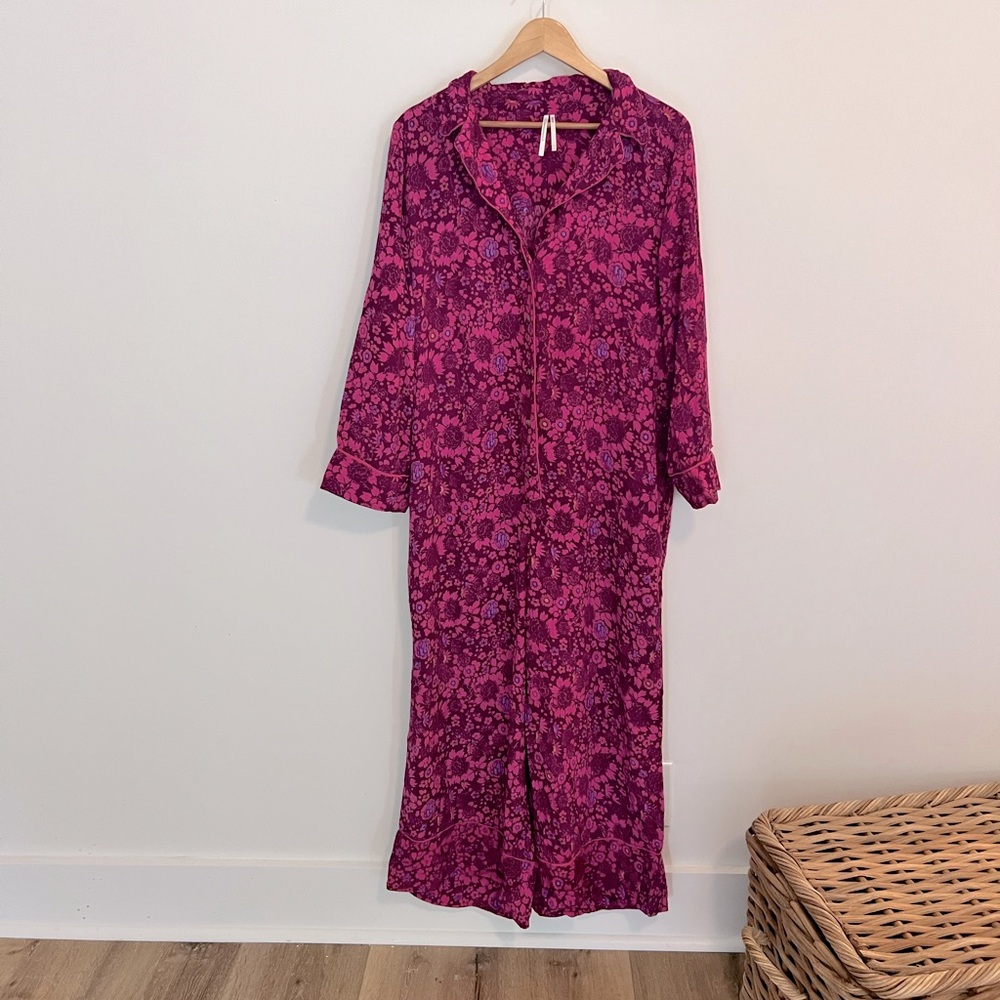 Anthropologie Pink Floral Jumpsuit